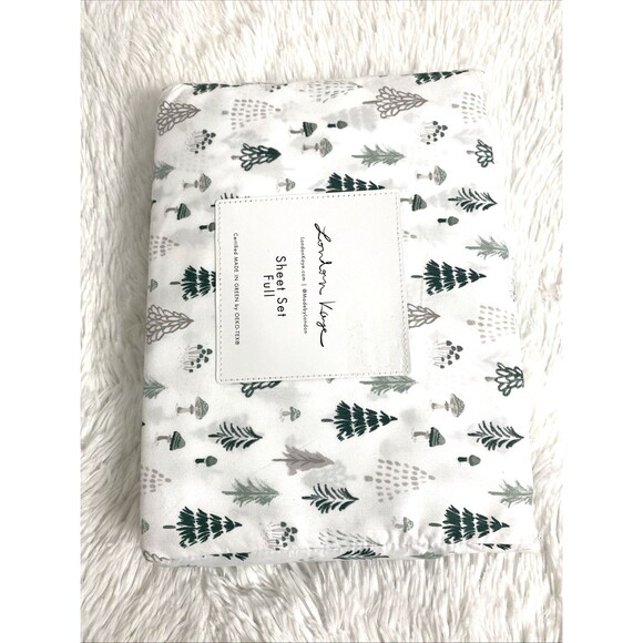 London Kaye Full Bed Sheet Set Christmas Tree Print Winter 4 Pieces OEKO TEX - Picture 7 of 9